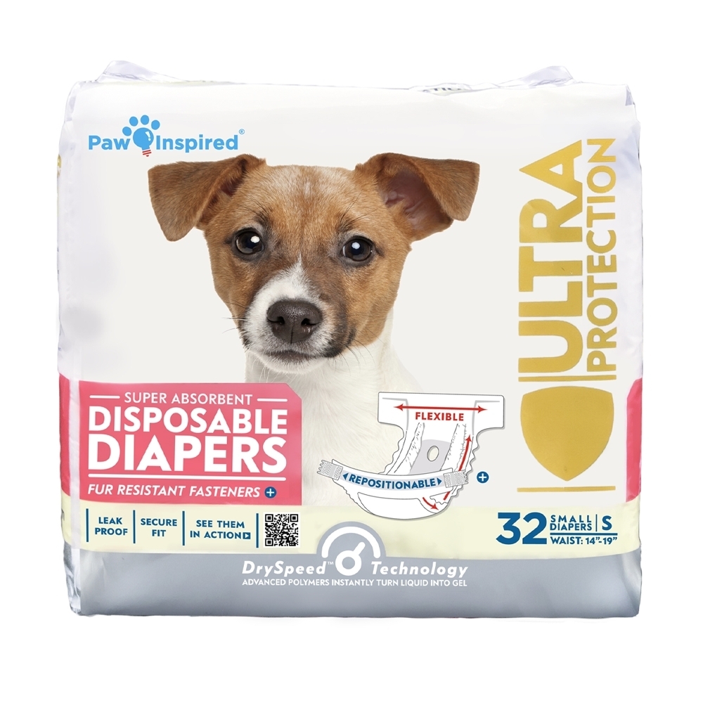 Paw Inspired NIP Super Absorbent 32 Count Female Dog Disposable Diapers Sz Small